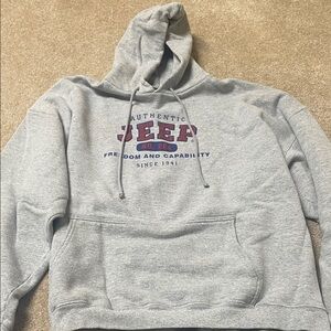 Jeep Gray Pullover Hoodie with Red and Navy Logo